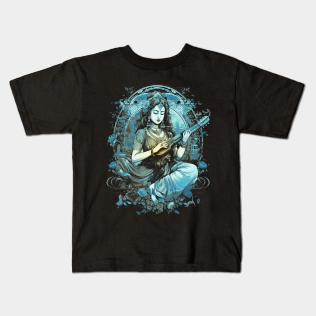 Sarasvati - The Goddess of Knowledge and Wisdom Kids T-Shirt by Quick Beach